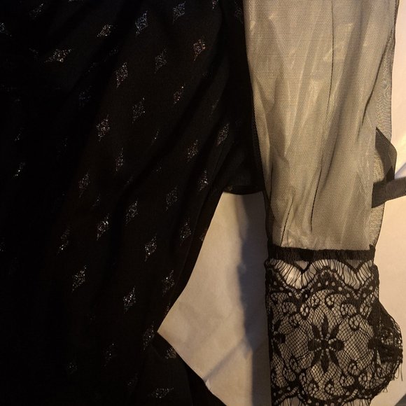 M made in ITALY from SUNDANCE catalog NWT Dress Sz S LACE & BOW CUFFS SHEER ARMS - Picture 6 of 12